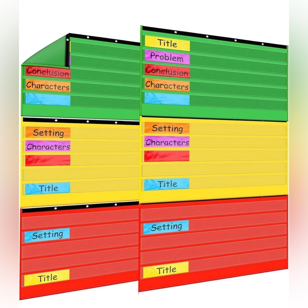 Kosiz 2 Packs Adjustable Pocket Chart for Classroom Behavior Chart Job Chart